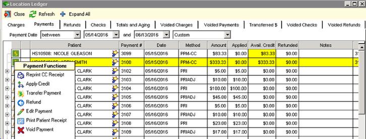 Apply Credits After payments are processed in the PPM you must apply the credits in HSWorx.