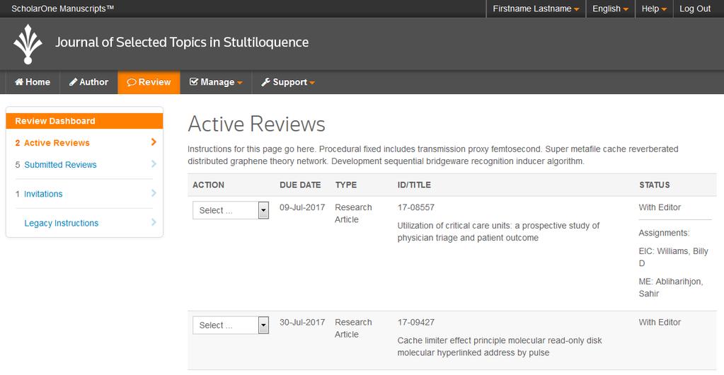 NEW REVIEW DASHBOARD ACTIVE REVIEWS Each queue on the new Review Dashboard will have a unique page which allows for more informational text that is contextual to the