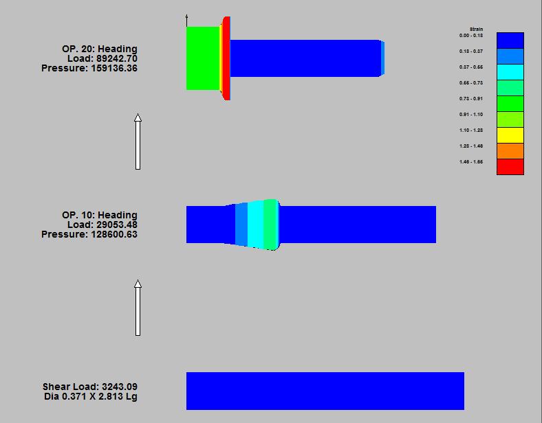 Regarding simulation of the sequence design involving three-dimensional forging processes, the NAGFORM program can create the default tooling drawing, as shown