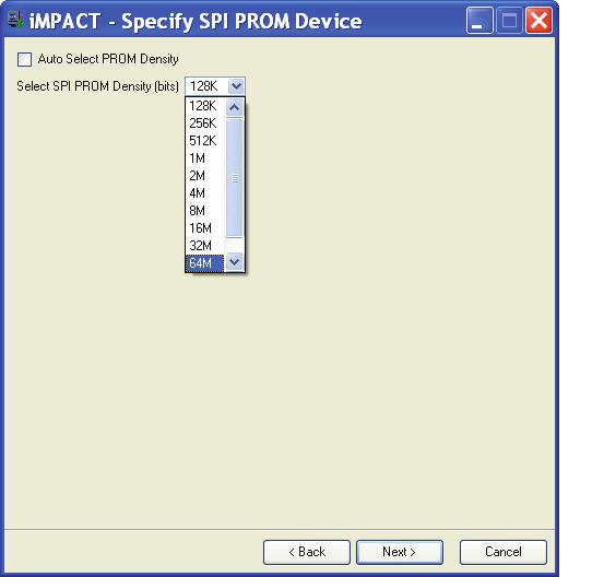 Software Flows for SPI File Preparation and Programming Step 4: Specify an SPI POM Density The fourth step of the process is to specify the size of the target SPI POM (Figure 8).