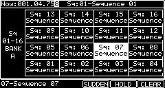 Like the 'Now' field in the MAIN page, it displays the current time position of the sequence. Like the 'Sequence' field in the MAIN page, you can select a sequence in this field.