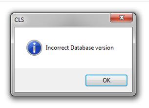 Database version message is