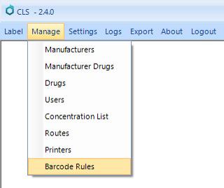 27. HOW TO ADD BARCODE RULES In the main menu choose Manage, then Barcode Rules.