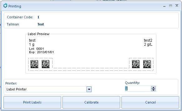 Finally, choose the printer and the quantity of labels that you want to print.