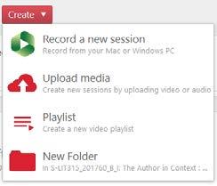 Create Button By clicking this button you are presented with options on creating a new recording for this subject.