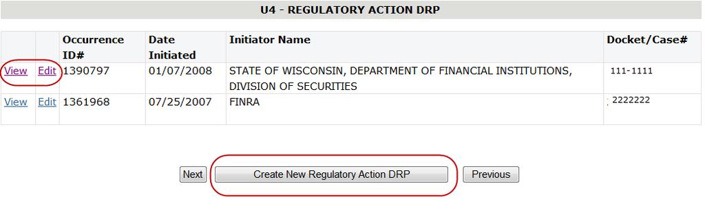 DRPs (continued) Once you have determined the type of DRP that you need to submit, you have the option to View, Edit or Create a New DRP.
