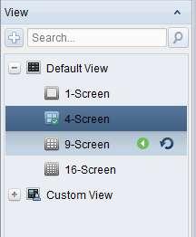 3. Click to select the default view mode and the video of the added cameras will be displayed in a sequence in the selected view. Note: Click, and you can save the default view as a custom view.