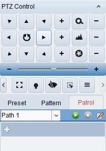 Click the Patrol button to enter the PTZ patrol configuration panel. 2. Select a track number from the drop-down list. 3.