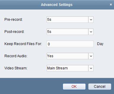 1. Open the Record Schedule page. 2. Select the camera in the Camera Group list. 3.