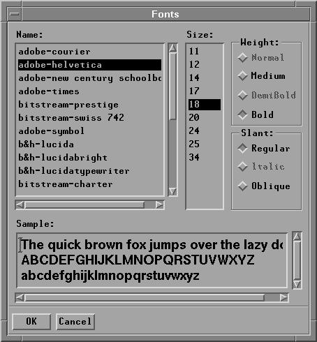 Part 2. Introduction Choosing Fonts Proportional fonts make your output more readable. Choose Edit:Windows:Fonts to display the fonts dialog.