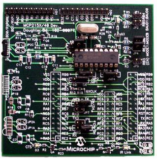 3.2 MCP215X/40 Developer's Daughter Board Part Number: MCP215X/40EV-DB Devices Supported: MCP2150, MCP2155, MCP2140, and MCP2140A The MCP215X/40 Developer s Daughter Board is used to evaluate and