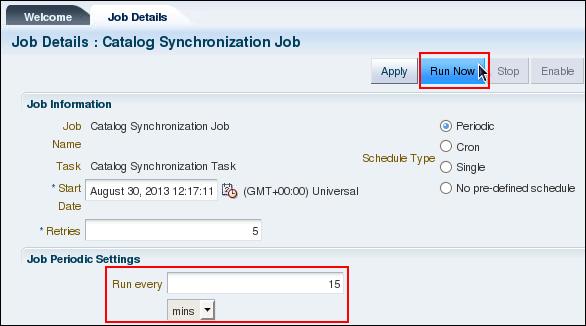 e. On the Job Details > Job Details: Catalog Synchronization Job page, a message
