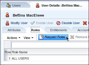On the User Details: Bettina MacElwee tab page, click the Roles tab and within