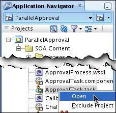 On the Composite Editor page, right-click the ApprovalTask component and click Edit. Note: Alternatively, you can double-click ApprovalTask component. b.