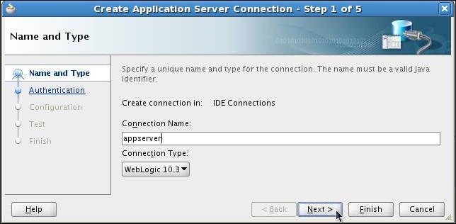 When the Identity Lookup dialog box is opened, click the Create icon to the right of the Application Server field.