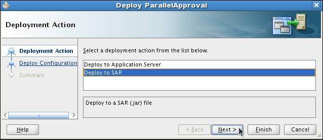 b. On the Deploy ParallelApproval > Deployment Action page, select Deploy to SAR, and cl