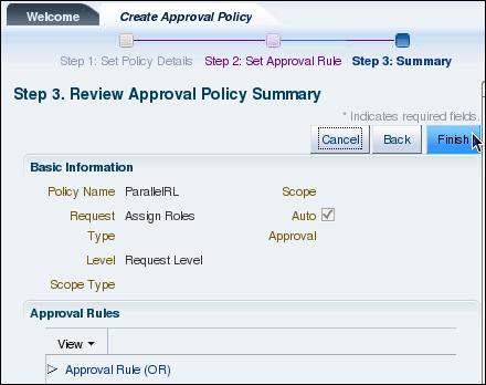 On the Oracle Identity System Administration > Policies tab page, click the Create icon. b.