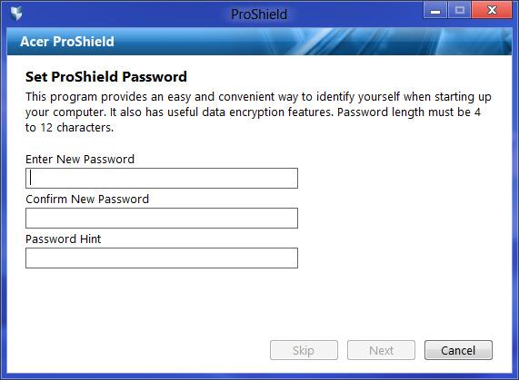 Note Select a password that you will remember, but is difficult to guess.