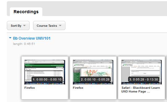 Searching Recordings A Search Bar can be found in the top right corner of the green header banner. You can search the course page, the recordings page, or an actual recording for specific text.