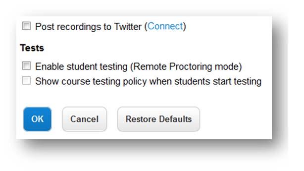 Automated Proctoring Setup 1. From the Course Tasks pull-down menu, select Course Settings. 2.