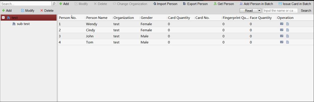 Person and Card Management Interface 7. Add an organization.