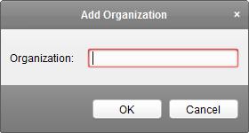 Add Organization Window 3) Input the Organization Name as desired. 4) Click OK to save the adding.
