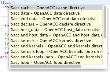 Code completion for OpenACC directives (added