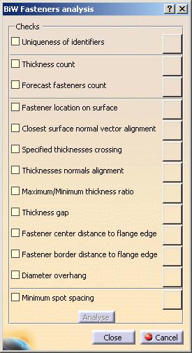 Running the Fastening Rules Analysis This task shows you how to launch an analysis to check the rules' compliance as defined in the parameters.