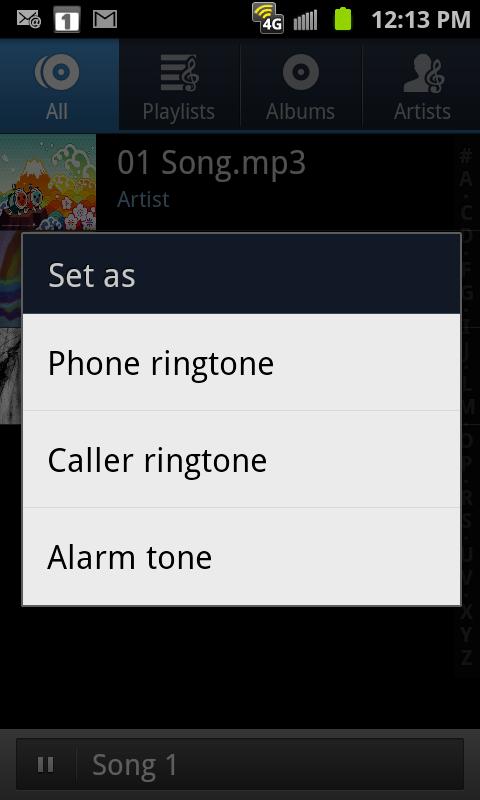 4. Confirm the song has been successfully assigned by navigating to your Phone ringtone menu.
