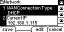 The IP address is displayed on the Network screen.