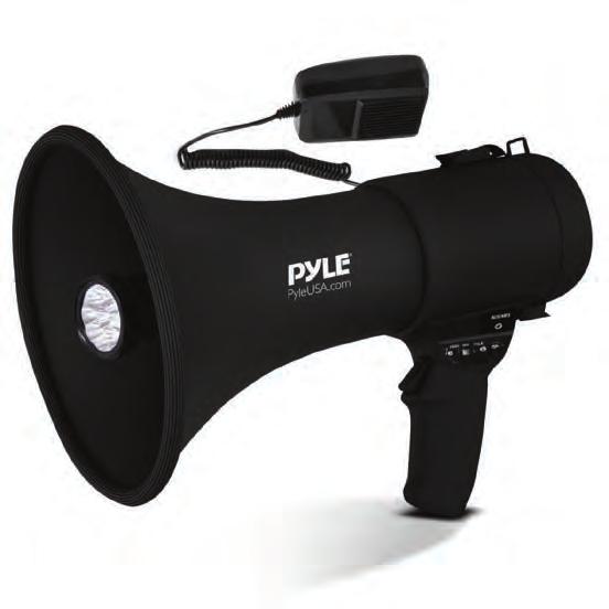 PMP561LTB Megaphone Speaker with LED Lights Built-in Rechargeable Battery, LED Lights, Siren Alarm Mode & Adjustable Volume Control This user manual contains important information for safe operation