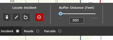 Parcel Buffer Export Widget. Use this to draw a segment, create a buffer, and download parcel information.