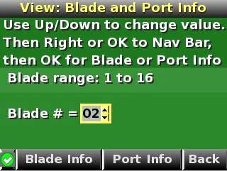 a specific blade. On the first screen, select the blade number, then press the OK button.