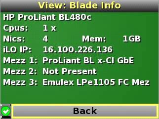 To view information about the blade, select Blade Info and press the OK button.