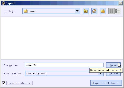 3. The Universal message format is saved in the specified location with the file name