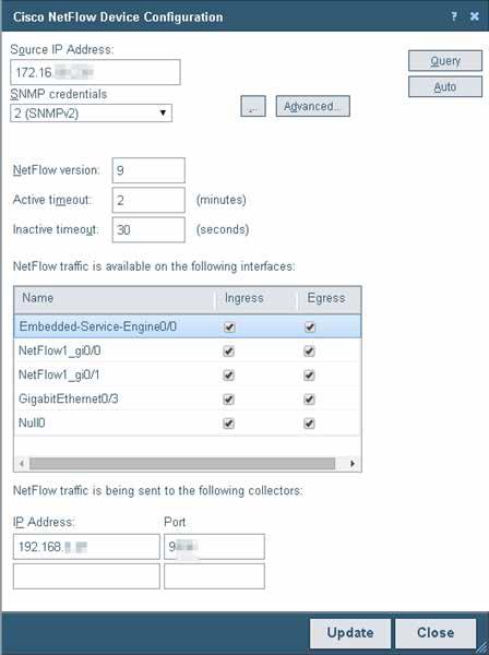 Using Flow Monitor to Configure Cisco NetFlow Devices The Cisco NetFlow Device Configuration dialog provides Flow Monitor with the ability to configure a Cisco device to send flow records to Flow