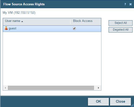 Note: When you enable an interface aggregation, it will use a Flow Monitor source license. 5 Click Access rights to set access rights to flow data from the Aggregate source.