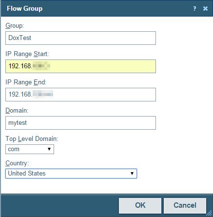Using the Flow Group dialog Use this dialog to configure a group. Groups allow you to reclassify groups of devices as belonging to a specific domain, top level domain, and country.