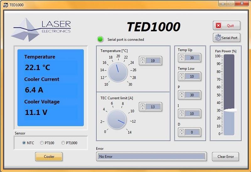 6 Software LETSoft Our LabVIEW based program LETSoft can be used to control the TED1000. All parameters can be set and controlled by a PC via RS232 interface.