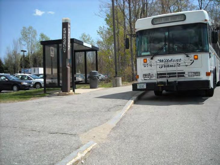 This bus stop is accessible via curb cuts in the