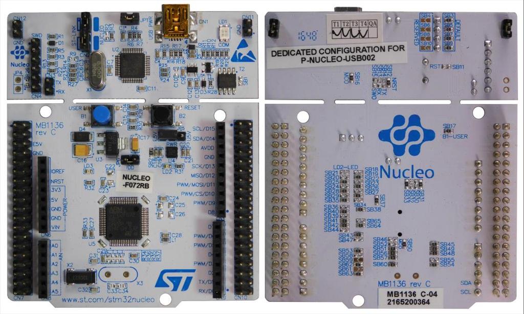 Getting started Figure 4: NUCLEO-F072RB board top and bottom view UM2205 1.