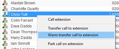 control options panel and the two calls will be transferred, automatically disappearing from your active call window. 6.5.2 