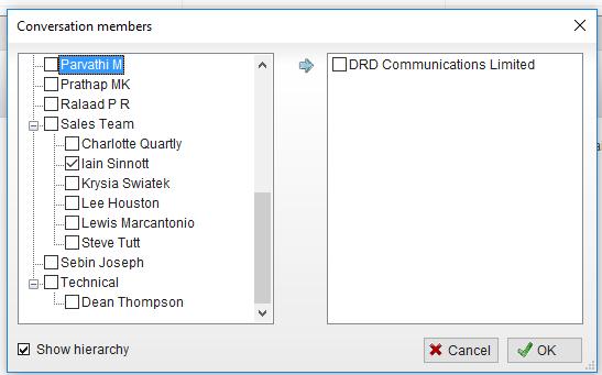 Contacts Panel or Search and drop them on the IM window to add them to the conversation.
