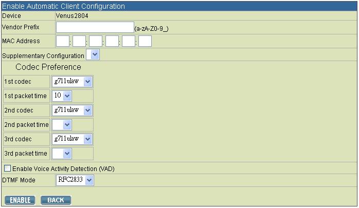 Chapter 4 IP PBX Configuration Click ENABLE to see Enable shows in the