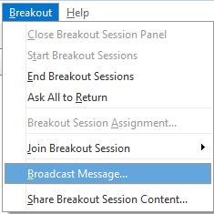 To leave a Breakout Session click the Leave Breakout Session prompt in the