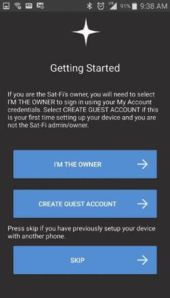 Record your My Account information for use in Step of the SETTING UP THE SAT-FI APP 
