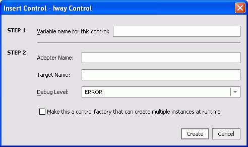 4.0 JCA Integration 4.1.2 Using the iway Control to Call iway JCA CCI The iway Control, available as an add-on, provides a way to integrate to the JCA adapter without writing any code.