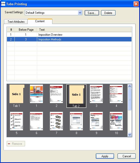 Key Features 5 You can also manage the tabs while on the Content tab.