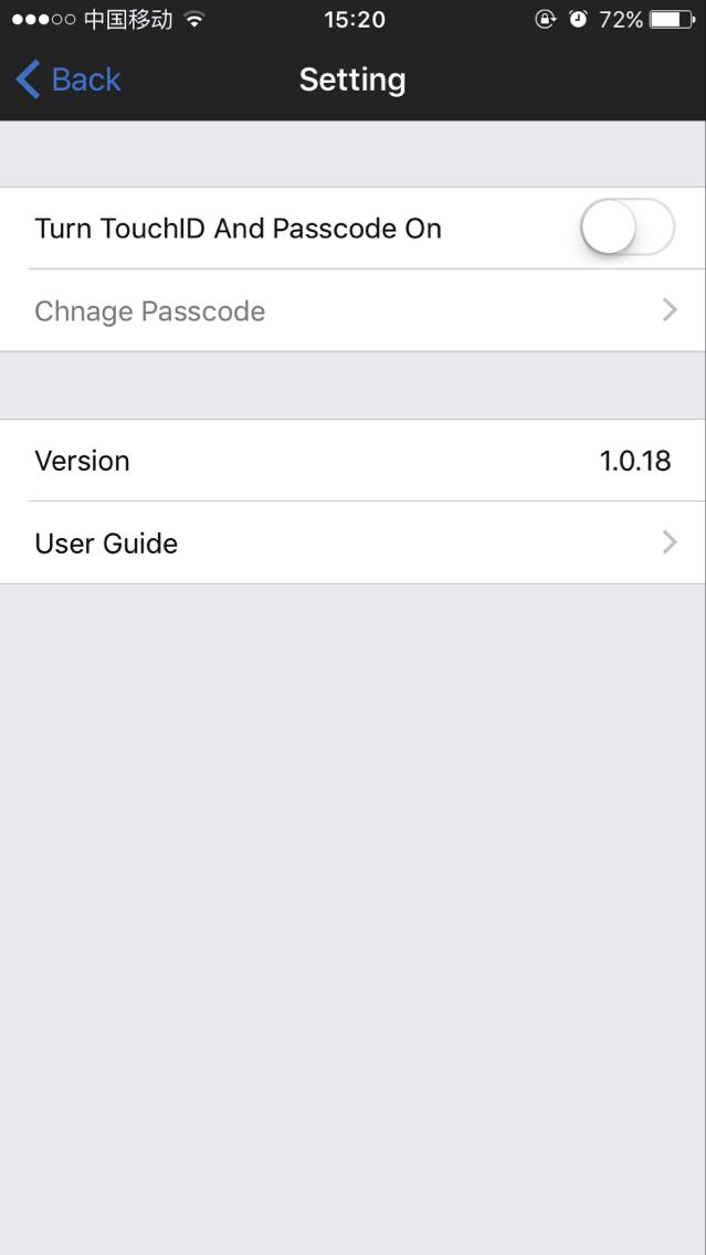 Lock with Touch ID and Unlock with idisk Step 1: Go to setting, open TouchID and Passward.