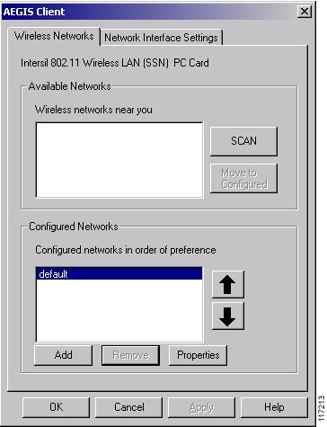Configuring Cisco LEAP Figure 30 AEGIS Client Wireless Networks